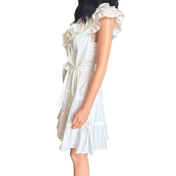 NWT BCBGMAXAZRIA White Ruffle Fit & Flare Dress - Picture 4 of 6